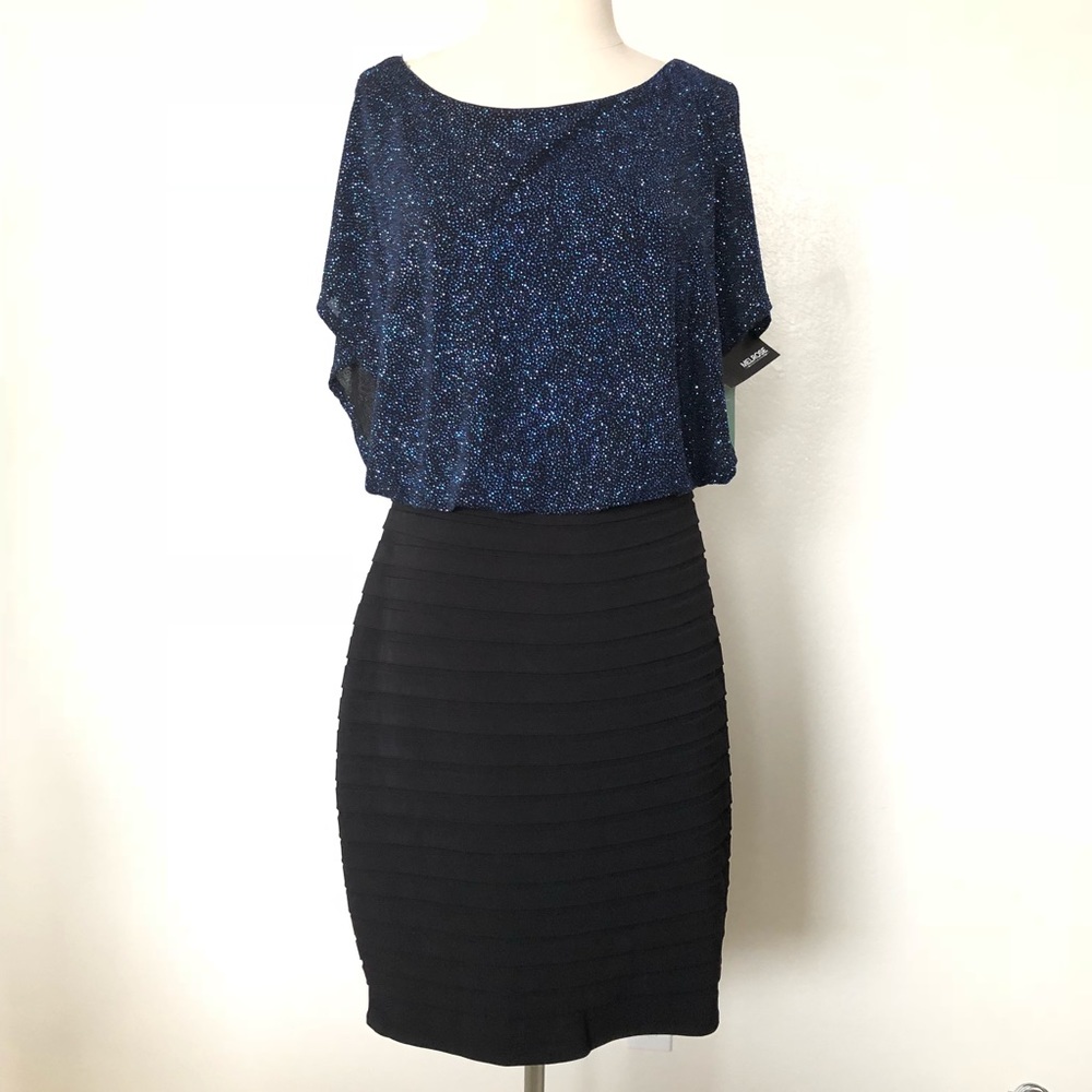Melrose Body Con Dress Black and Blue Size 8